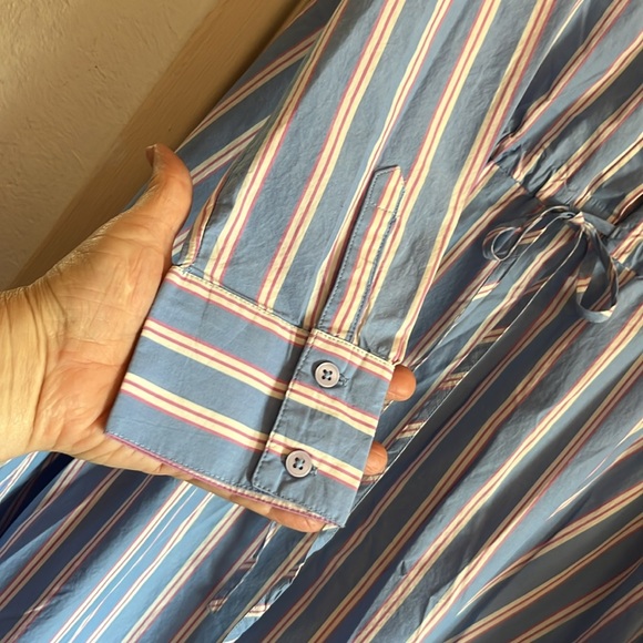 Blue Striped Maxi shirt dress by Caslon size L oversized - Picture 9 of 10